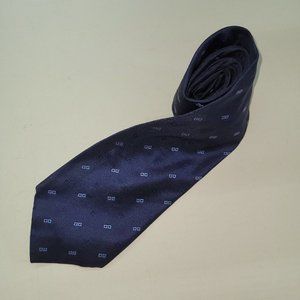 Tommy Hilfiger Mens Navy‎ Blue Silk Geometric Square Pattern Necktie Made in USA
